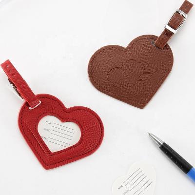 China Custom Leather Advertising/Promotion Luggage Tag in Heart Shape, Custom PU Leather Travel Luggage Bag Tag for sale