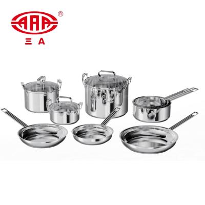 China Sustainable New Wave Design 304 Stainless Steel Cookware Set Space Saving Cooking Pot for sale