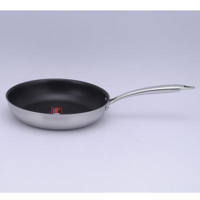 China Sustainable stainless steel frying pan with non-stick coating for cooking for sale