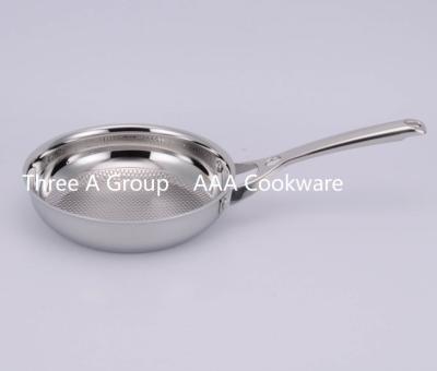 China Embossed Viables Pattern Stainless Steel Triple Frying Pan for sale