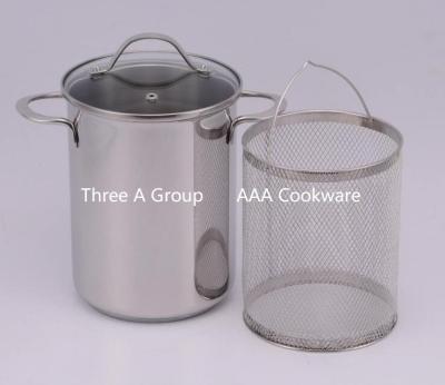 China BSCI Audit Factory Price Sustainable Asparagus Pot Stainless Steel Cookware Set With Steam Insert for sale