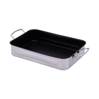 China General Use For Rectangular Stainless Steel Triple Gas And Induction Cooker Bake Pan Baking Tray With Cooling Rack for sale