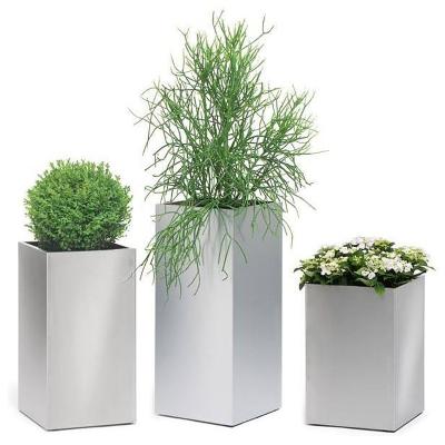 China Wholesale CLASSIC Indoor Outdoor Metal Planter Plant Flower Pot Modern Stainless Steel Cast Iron Chrome Plated for sale