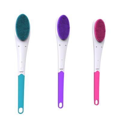 China 2021 New Arrival Portable Rechargeable Waterproof Vibration IPX7 Silicon Long Handle Electric Bath Brush With Long Handle for sale