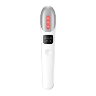 China Face Lift New Arrival Dark Circle Wrinkle Removal Red Light Heating EMS Eye Massager Electric Vibrating Magic Wand for sale