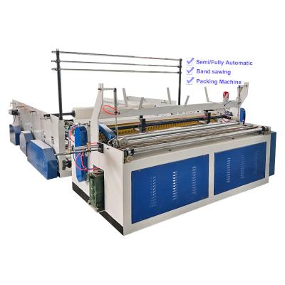 China Hotel Automatic Toilet Paper Rewinding Machine Embossed Tissue Paper Perforating Roll Making Machine for sale