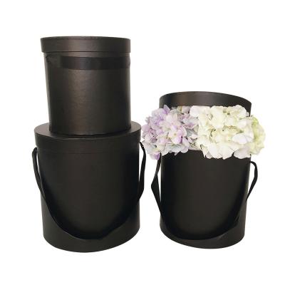 China Recycled Materials Black Logo Round Flower Packaging Custom Gift Box Wholesale for sale