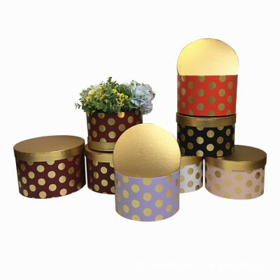 China Recyclable Design Wedding Packing Gift Box Round Dot Cylinder Rose Flower Box Wholesale for sale