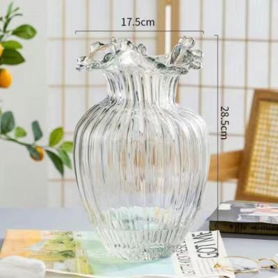 China European Bohemian Creative Net Glass Vase Living Room Simple Glass Mouth Spray Style Transparent Vase Decoration for sale