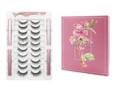 China 5 10 Pairs Magnetic Eyelashes 4 Lashes Custom Eyeliner Magnet 3D Eyelashes Makeup Applicator Silk Lashes Wick Box Faux Mink Lashes for sale