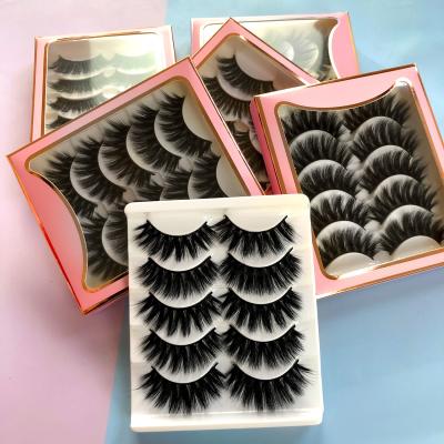 China Natural Long 5 Pairs 3D Faux Mink Eyelashes Lashes Silk Eyelashes Lashes Seller Customized Lashes Wholesale Boxes for sale