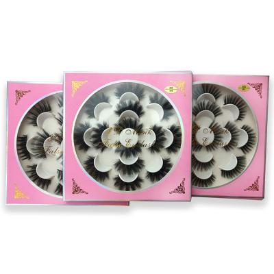 China Long 7Pairs 3D Eyelashes Natural Faux Mink Whips Silk Lashes Lashes Seller Customized Lashes Wholesale Boxes for sale