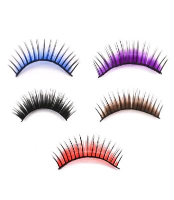 China Color Lashes 5 Pairs Color Eyelashes Color Lashes 3D Customized Logo OEM Silk Lashes Private Label Halloween Lashes Lashes for sale