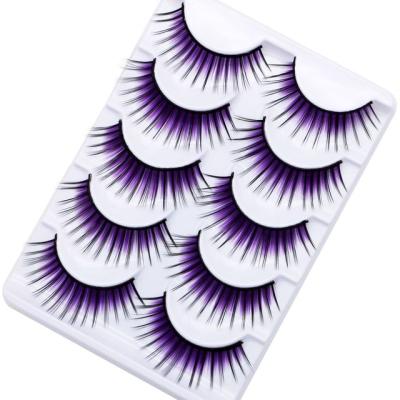 China 5 Pairs Faux Eyelash Lashes Private Label Halloween 3D Silk Eyelashes Color Eyelashes Customized Logo OEM Color Lashes for sale