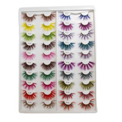 China Real Color Eyelash 25MM Strip Lashes Clear 3D Mink Lashes Private Label Box OEM Customized Box OEM for sale