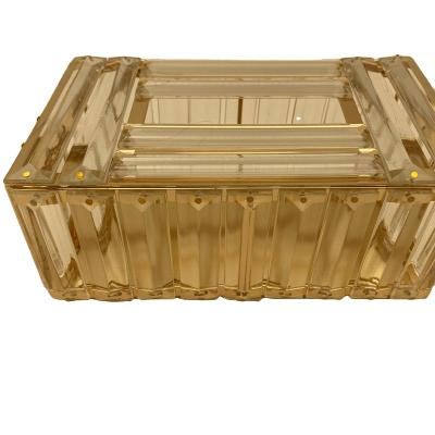 China Viable High Quality Luxury Crystal Tissue Box Gold Silver Metal Tissue Box Towel Box For Living Room Bathroom Car for sale