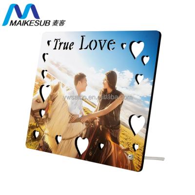 China Europe valentines day gift DIY customized sublimation mdf photo frame wooden picture frame with stand for sale