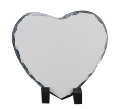 China Modern Polished Europe Heart Shaped Outdoor Home Decoration Outdoor Heart Sublimation Rock Stone Slate Empty Picture Frame for sale