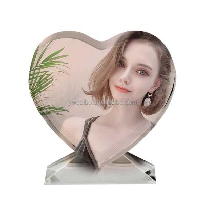 China Europe Heart Shaped Sublimation Masks Crystal Glass Photo Frame Sublimation Crystal For Valentines Day/Wedding Gifts for sale