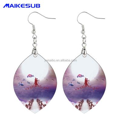 China Other DIY Sublimation Printing Blank MDF Earrings Leaf Blank Double Sided Formed Printing To Drop Wooden Earrings For Gift for sale