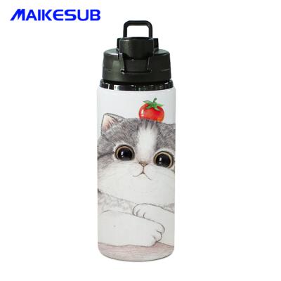 China Large Caliber Sport Water Bottle Viable Aluminum Sublimation Water Bottles With Handle In 600ml for sale