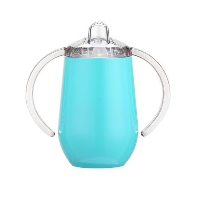 China Viable Double Wall Handle Milk Bottle Stainless Steel Baby Kids Bottle Nipple Lid Tumbler for sale