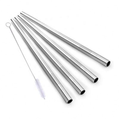 China Sustainable Wholesale Environmentally Friendly Stainless Steel Drinking Straws Metal Straw With Reading Brush for sale