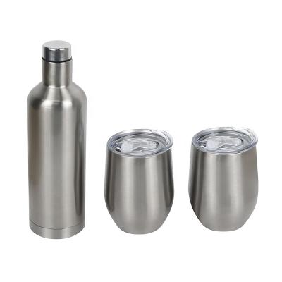 China Viable Eco-Friendly Double Wall Insulated Sublimation Wine Tumbler Set Stainless Steel Wine Bottle Tumbler Gift Set for sale