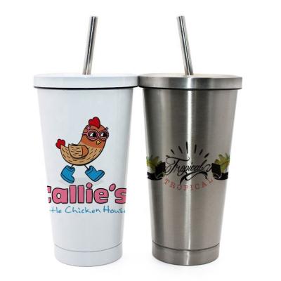 China 500ml Stainless Steel Tumbler Cup 12oz Unique Custom Viable Custom White Wine Tumbler Bottle With Lid And Straw for sale