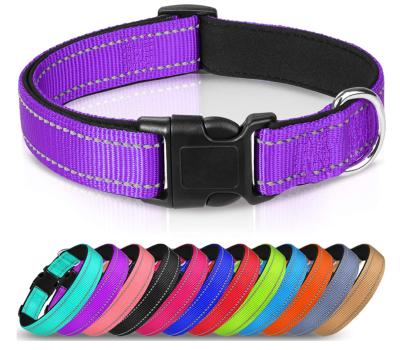 China Reflective Soft Neoprene Padded Breathable Nylon Pet Collar For Dogs for sale