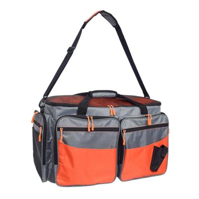 China Heavy duty medium handled orange tackle bag with a large main compartment for tackle box trays for sale