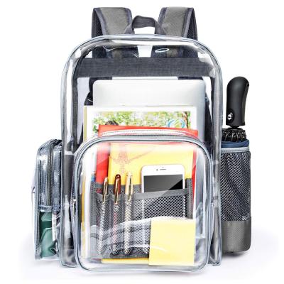 China Waterproof Clear Backpack Heavy Duty Transparent PVC Backpack With Reinforced Strap For College Workplace for sale