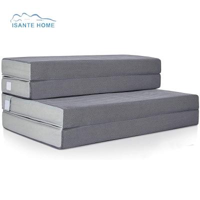 China 4 Inch Foldable Queen Size Folding Memory Mattress Topper Ventilated Gel Infused Foam Bed Foam Topper For Pressure Relieving With Cover for sale