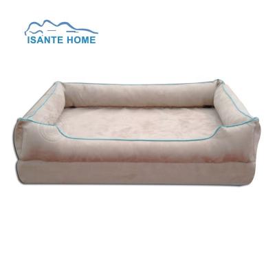 China Waterproof Memory Foam Low Orthopedic Pet Bed Sofa PP Support Wall Chaise Calming Donut Dog Bed, Ergonomic Contour Crib Lounger for sale