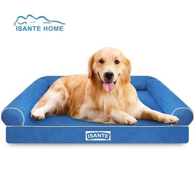 China Waterproof Premium Quality Memory Foam Orthopedic Dog Bed with Ergonomic Pillow Bolster Comfortable Mat and Removable Waterproof Cover for sale