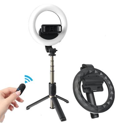 China Original Aluminum+ABS 4 in 1 Wireless Selfie Stick with 6 inch LED Ring Photography Light Foldable Tripod Monopod for iPhone Android for sale