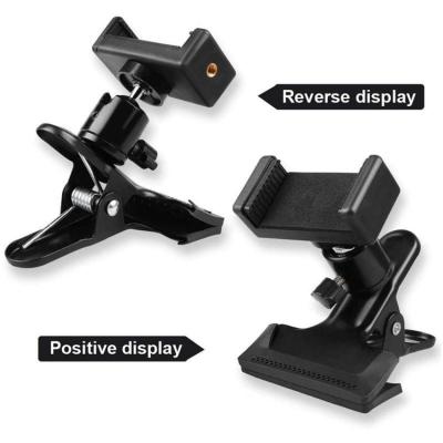 China Main Stand Live Broadcast Tripod Support Adjustable Guitar Clip Mobile Phone Stand For Main Desk V6D0 Phone Clip Holder Music Bracket for sale