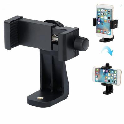 China 360 Degree Adjustable Cell Phone Clip Compatible with All 1/4 Screw Cell Phone Holder Tripod Mount Desktop Tripod Adapter for Samsung iPhone for sale