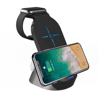 China Smart Watch 15W Qi Wireless Fast Charger Stand for iPhone 11 XR X 8 Apple Watch 4 in 1 Dock Foldable Charging Station for Airpods Pro iWatch for sale