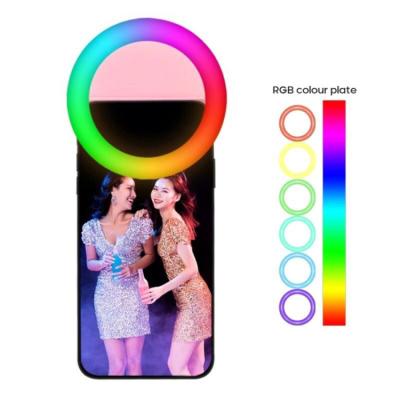 China Universal Portable Flash Selfie Ring Luminous Ring Clip Light RGB Mobile Phone Lens For IPhone Xiaomi Samsung Selfie Lights RG01 for sale