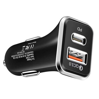 China 2 in 1 USB Car Charger Quick Charge 4.0 QC4.0 QC3.0 QC SCP 5A PD Type C 36W Fast Car USB Charger For iPhone Xiaomi Mobile Phone for sale