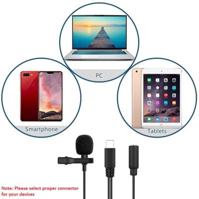 China Lavalier Microphone 2 in 1 Lavalier Microphone with 3.5mm Jack for Phone Detachable MIC with Earphone Monitoring for YouTube Vlogs Video Recording for sale