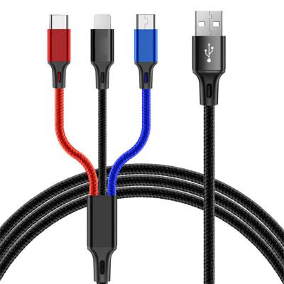 China MP3/MP4 Player 3 in 1 USB Charging Cable For Mobile Phone USB Type C 3A Fast Charger Tablet Cable USB Charging Cord For Smartphone for sale