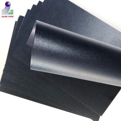 China 300gsm Paperboard Leatherette Paper Binding Anti Curl Embossed Blue Cover Paper for sale