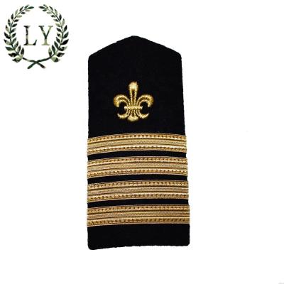 China Lightweight Manufacture Custom Military Epaulettes Embroidery With Sewing With Silver Nylon Thread for sale