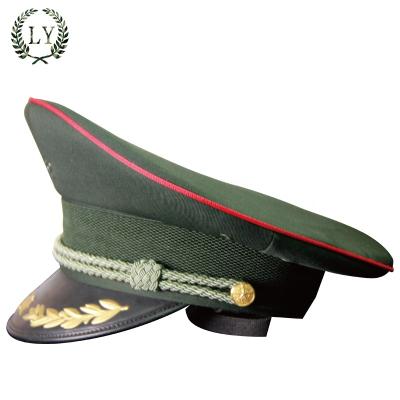 China Light Factory Customize Navy Captain Military Officer Uniform Peak Hat With Embroidered Insignia Logos for sale