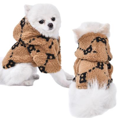 China Classic Designer Stocked Luxury Winter Clothes Fashion Plush Coat Pet Thicken Dog Coat Custom Made for sale