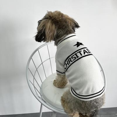 China Autumn WinterPet Sweater Dog Fashion Brand Stocked Clothes Designer Wholesale Custom Cat Knitted Luxury Sweater for sale