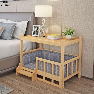 China Sustainable Customized Luxury Eco-Friendly Wooden Pet Interior Products Large Pet House Plus Cat Dog Bunk Beds for sale