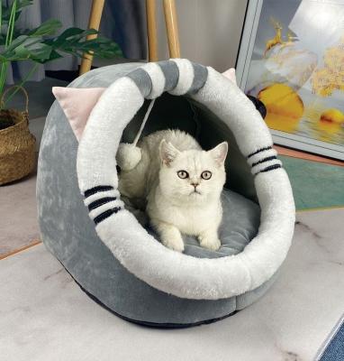 China Hot Selling Comfortable Pet Cat Bed Breathable Cat Bed Cotton Cat House Cartoon Pet Beds Winter for sale